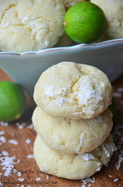 Chewy-Key-Lime-Coconut-Cookies 1 willcookforsmiles.com