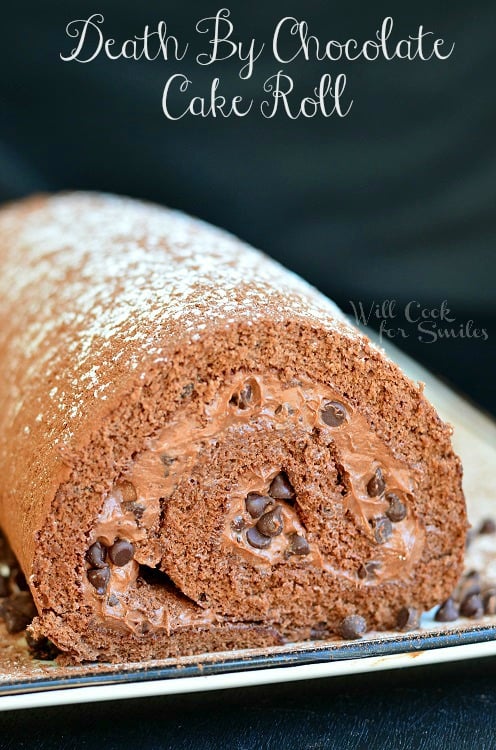 Death By Chocolate Cake Roll | from willcookforsmiles.com #chocolate #cakeroll #cake