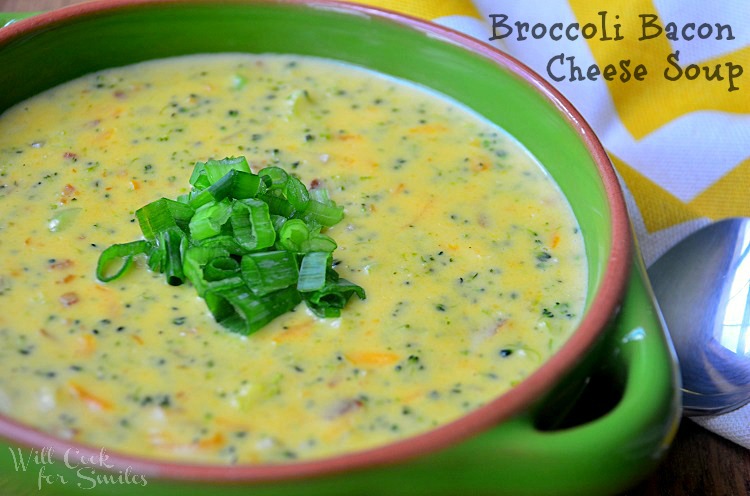 Broccoli Bacon Cheese Soup in a bowl 