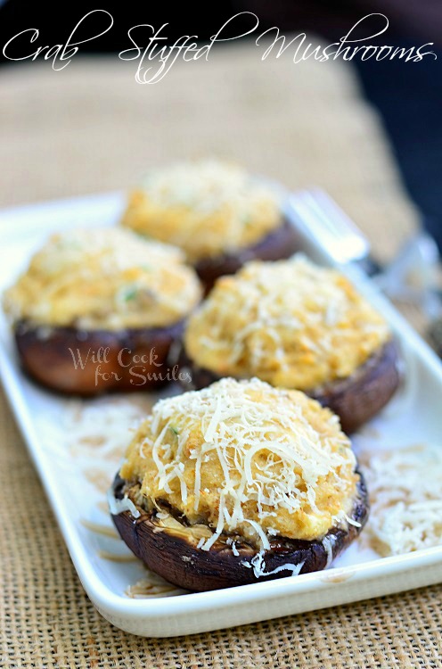 Crab Stuffed Mushrooms 1 (c) willcookforsmiles.com #crab #seafood #appetizer