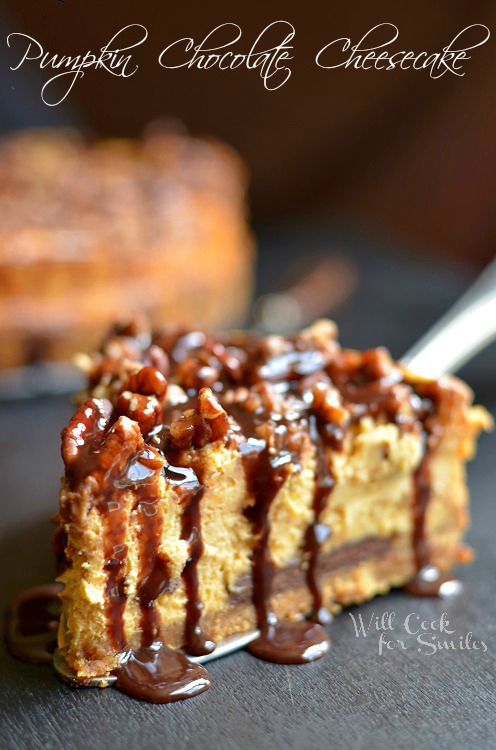 Pumpkin Chocolate Cheesecake 5  (c) willcookforsmiles.com #pumpkin #cheesecake #chocolate