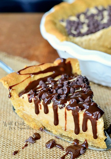 Peanut Butter Cookie Peanut Butter Cheesecake Pie slice 