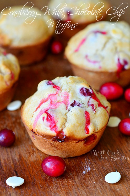 Cranberry White Chocolate Chip Muffins 1 from willcookforsmiles.com #muffins #cranberry