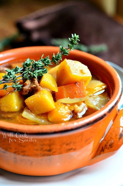 Slow Cooker Winter Squash Beef Stew 3 from willcookforsmiles.com #slowcooker #beefstew