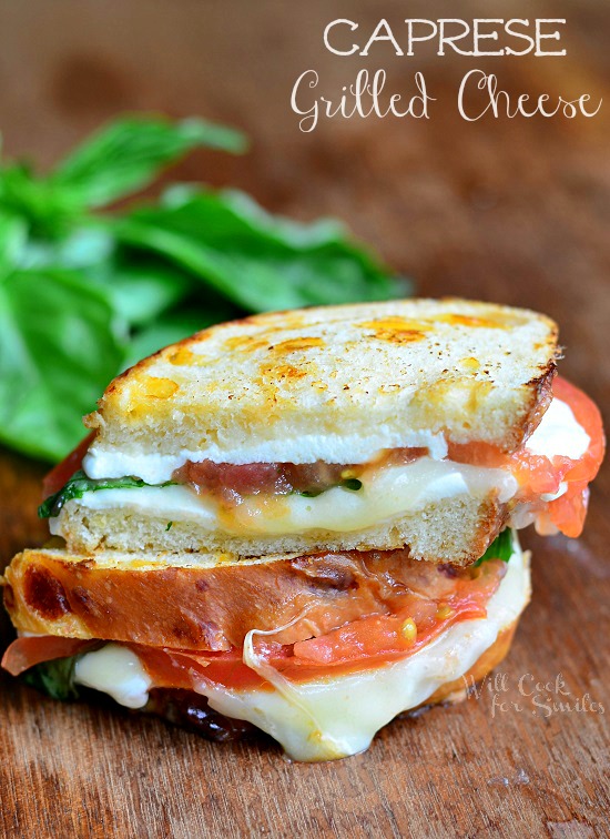 Caprese Grilled Cheese 2 from willcookforsmiles.com for wineandglue.com