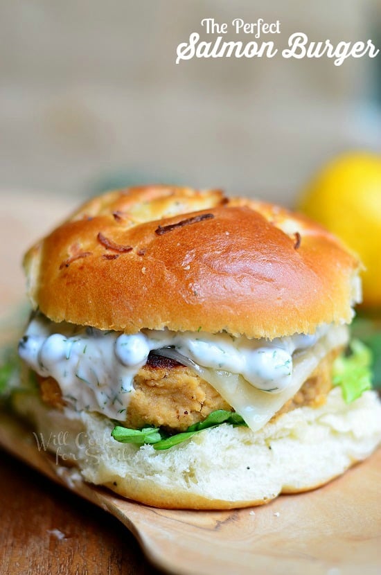 The Perfect Salmon Burger with a bun 