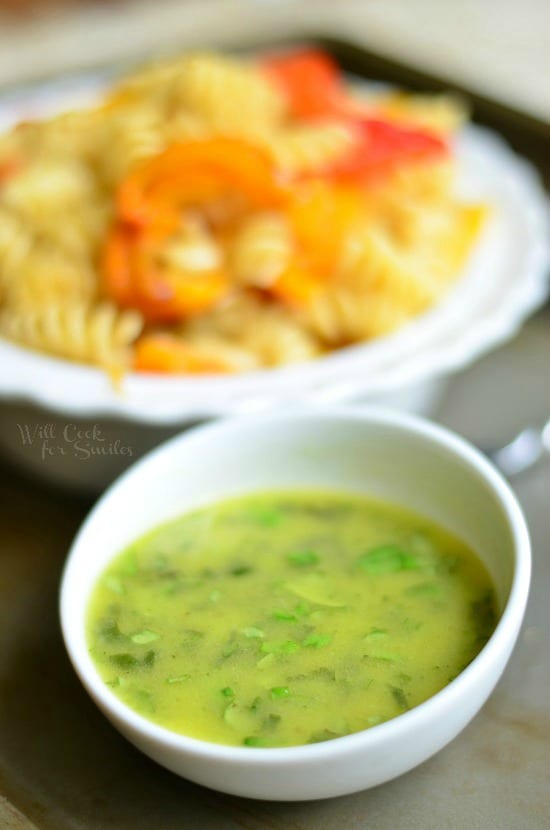 Basil Dressing in a bowl 