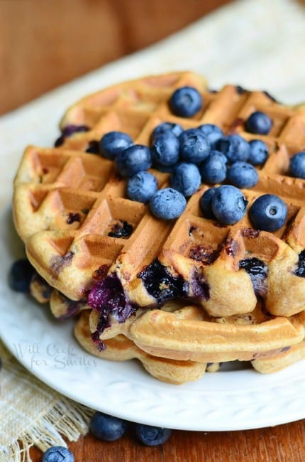 Whole Wheat Blueberry Vanilla Waffles - Will Cook For Smiles