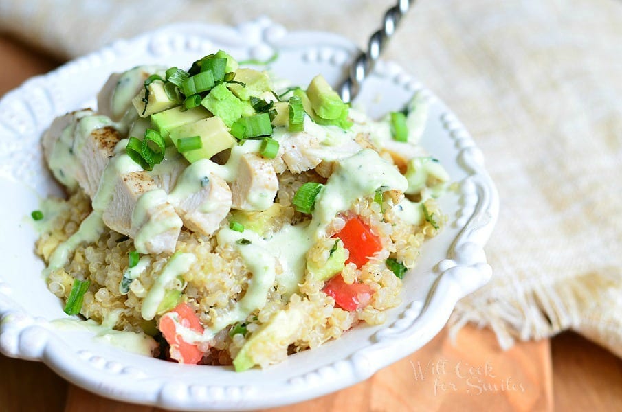 Quinoa Bowl with Chicken and Avocado Cream Recipe