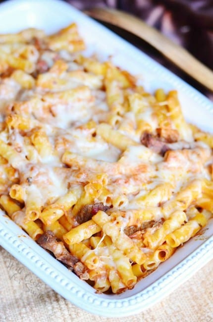 Italian Cheesesteak Baked Ziti - Will Cook For Smiles