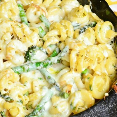 Extra Cheesy Lemon Asparagus Pasta Skillet - Will Cook For Smiles