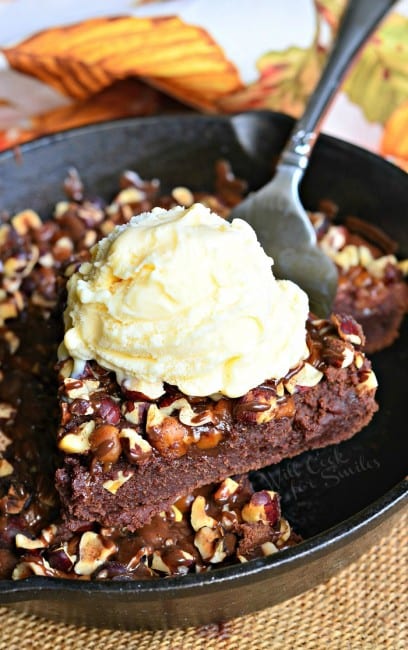 Small Batch Pumpkin Turtle Brownie Skillet - Will Cook For Smiles