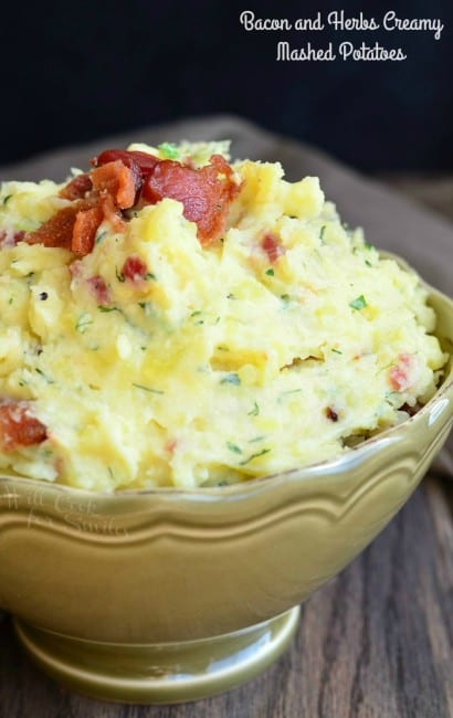 Bacon And Herbs Creamy Mashed Potatoes - Will Cook For Smiles