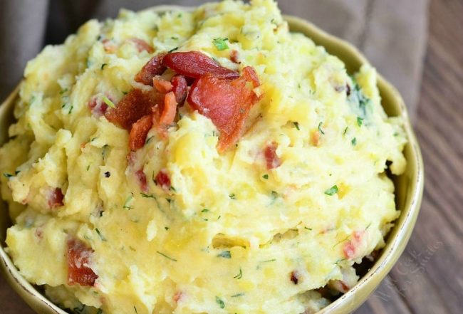 Bacon and Herbs Creamy Mashed Potatoes - Will Cook For Smiles