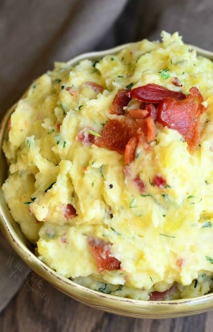 Bacon and Herbs Creamy Mashed Potatoes - Will Cook For Smiles