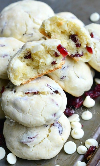 White Chocolate Cranberry Soft and Chewy Crinkle Cookies - Will Cook ...