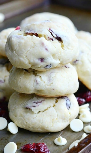 White Chocolate Cranberry Soft and Chewy Crinkle Cookies - Will Cook ...