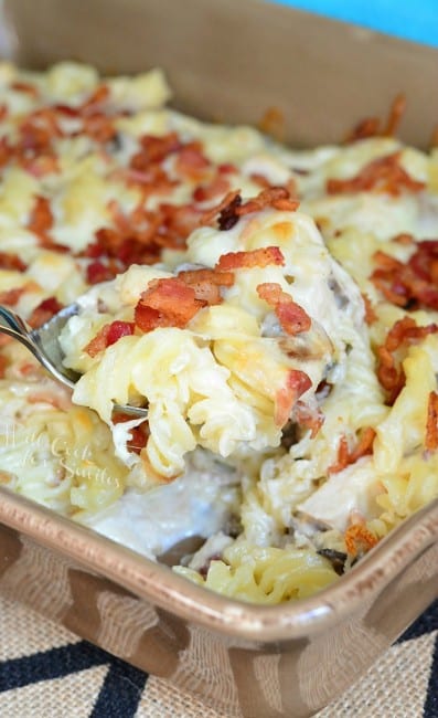 Chicken Bacon Alfredo Pasta Casserole - Will Cook For Smiles