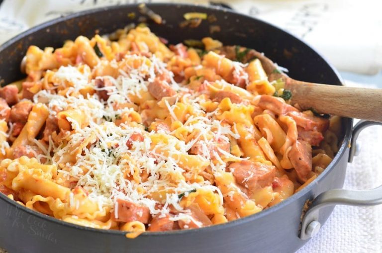 Tomato Basil Sausage Pasta Skillet