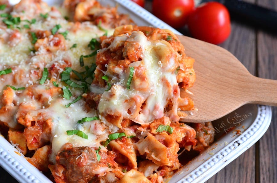 Four Cheese Chicken and Sausage Parmesan Tortellini Casserole - Will ...