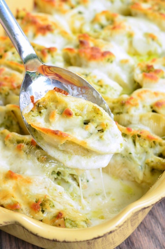 Cheesy Pesto Chicken Stuffed Shells - Will Cook For Smiles