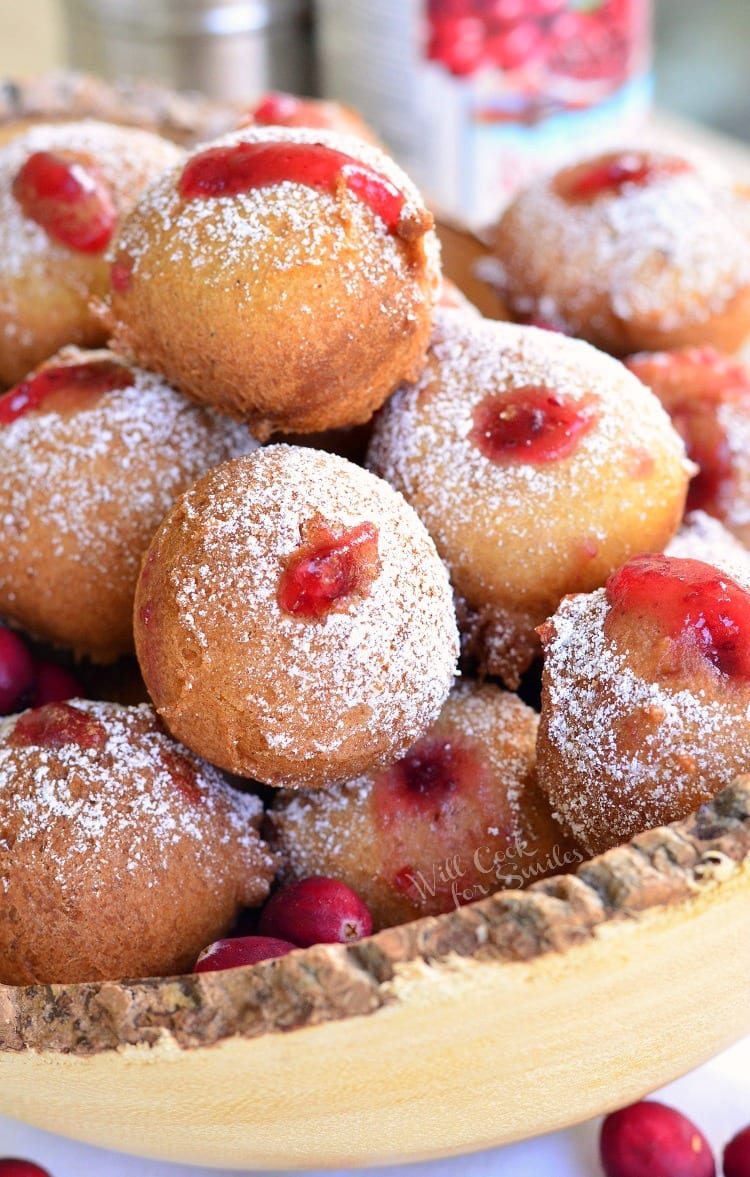 Cranberry Sauce Doughnut Holes