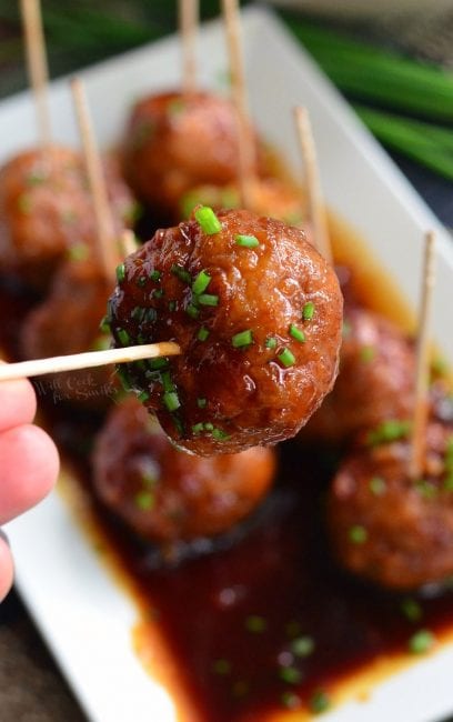 Honey Garlic Teriyaki Chicken Meatballs - Will Cook For Smiles