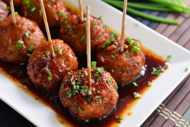 Honey Garlic Teriyaki Chicken Meatballs - Will Cook For Smiles