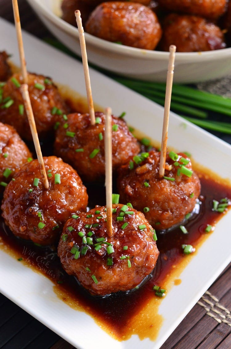 Honey Garlic Teriyaki Chicken Meatballs - Will Cook For Smiles