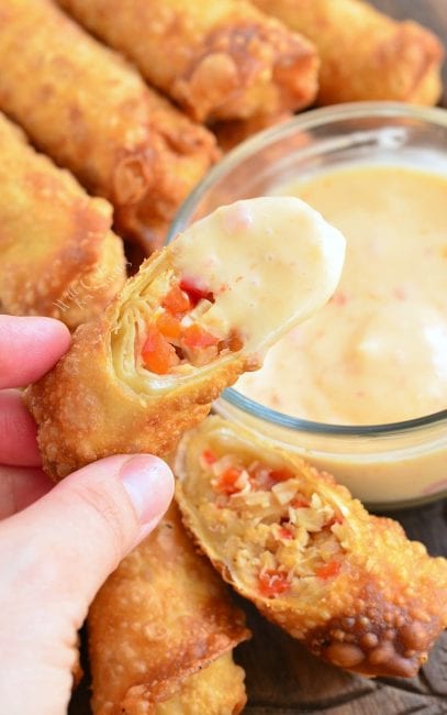 Sweet Chili Chicken Egg Rolls with Creamy Sweet Chili Sauce - Will Cook ...