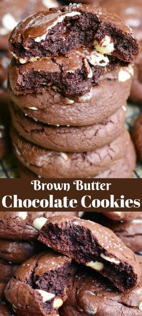 Salted White Chocolate Chip Brown Butter Chocolate Cookies - Will Cook ...