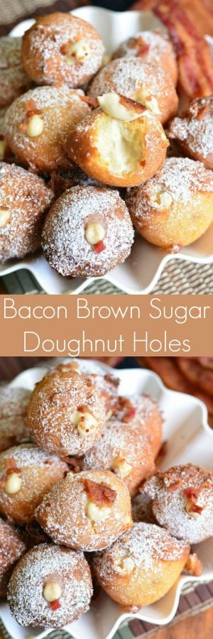 Bacon Brown Sugar Cream Doughnut Holes - Will Cook For Smiles