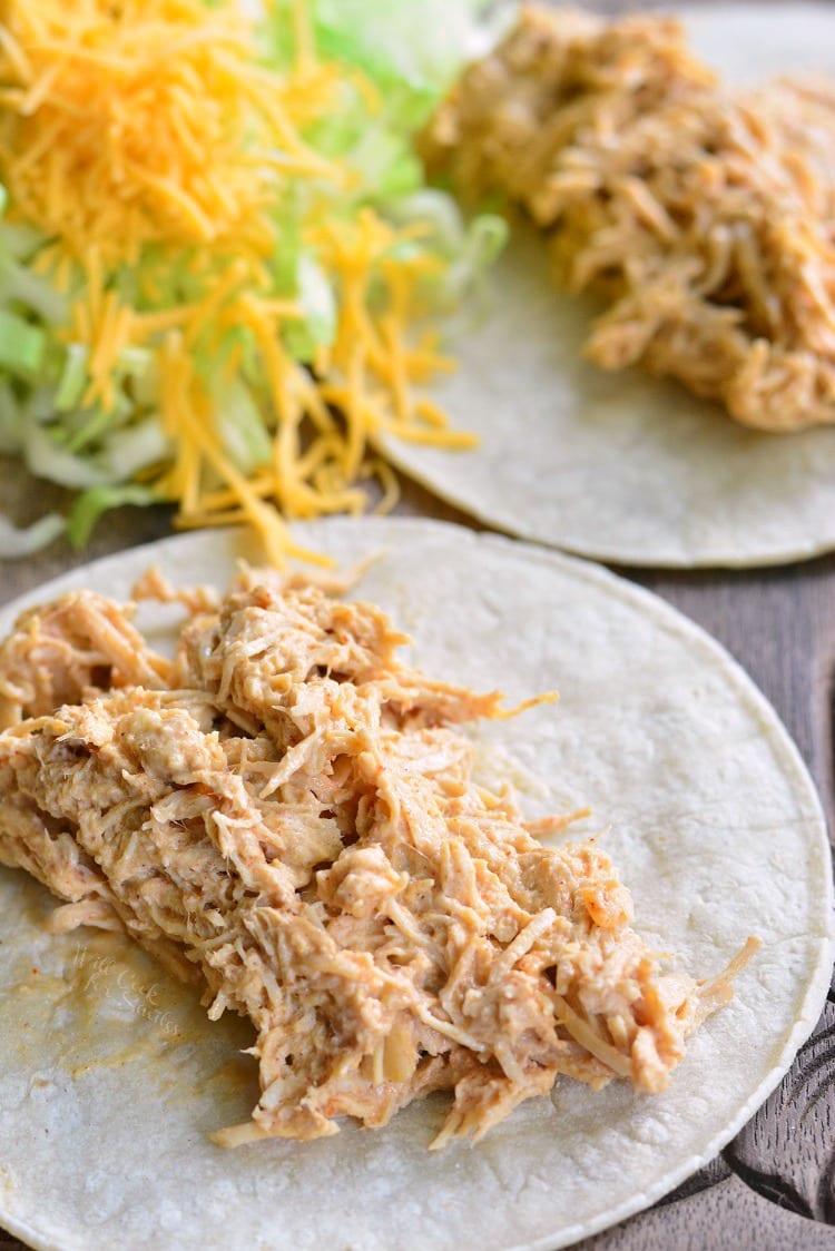 Crock Pot Creamy Pulled Chicken Tacos - Will Cook For Smiles