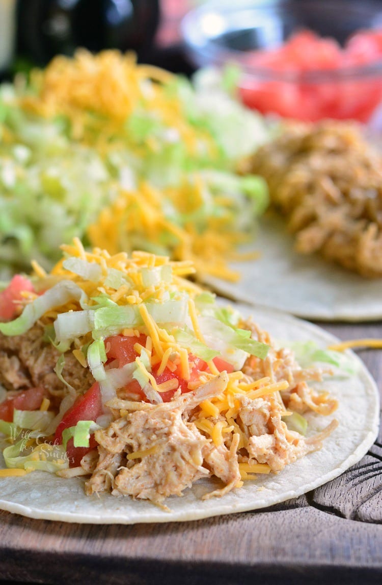 Crock Pot Creamy Pulled Chicken Tacos - Will Cook For Smiles