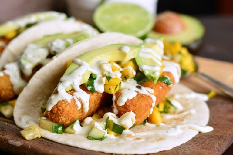 Crispy Fish Tacos with Cucumber Mango Relish