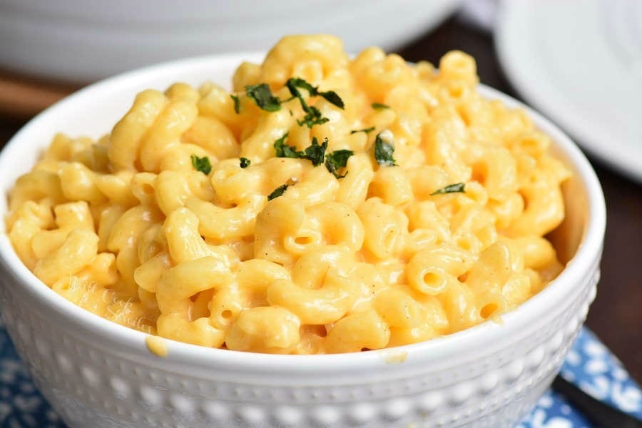 Stovetop Mac and Cheese Recipe in a bowl 