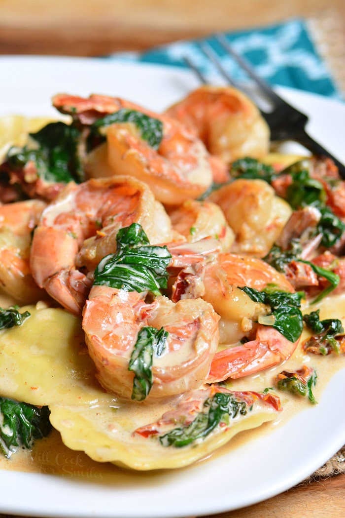 Creamy Tuscan Shrimp Ravioli - Will Cook For Smiles