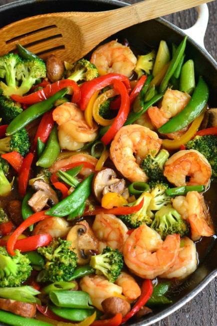 Shrimp stir fry.