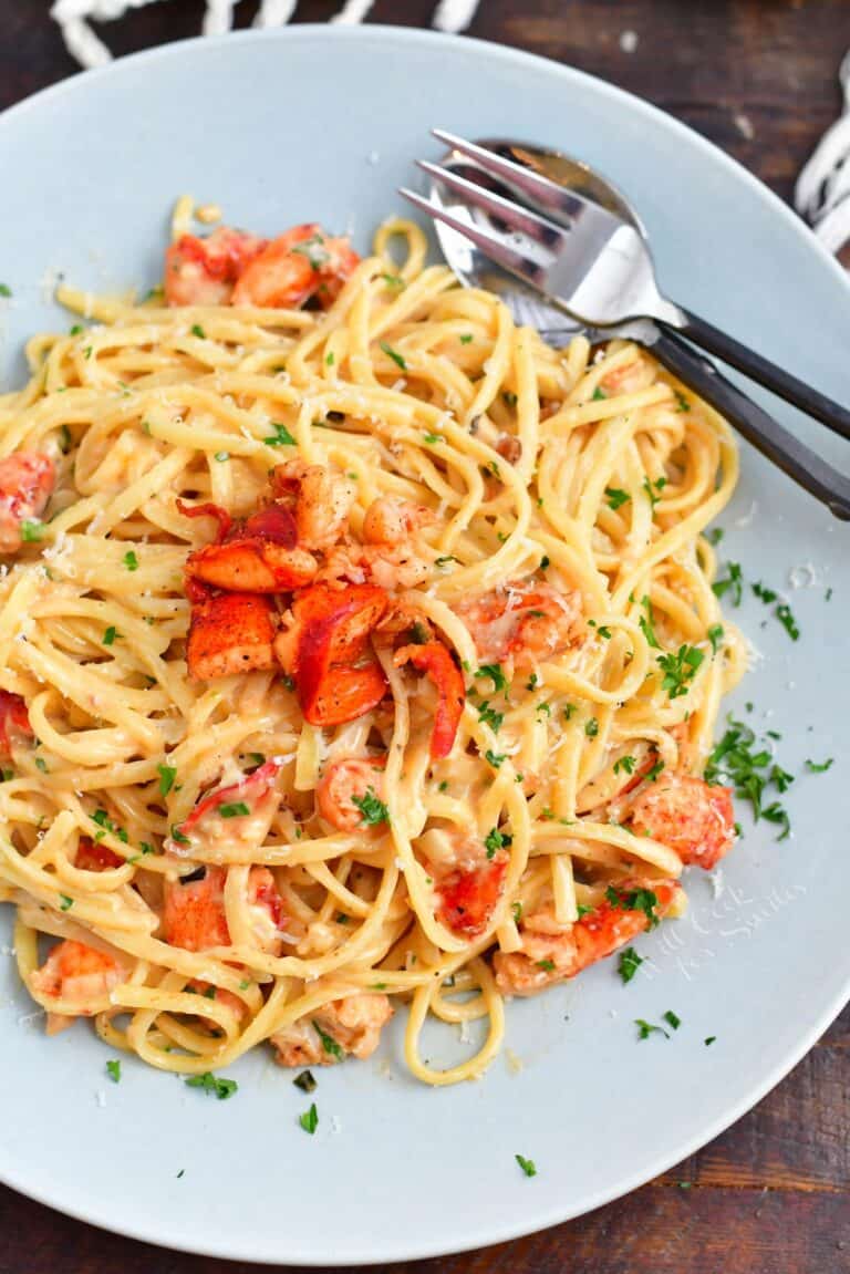 plate of lobster pasta