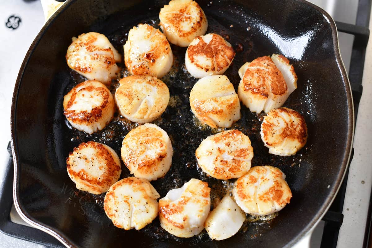 seared scallops with a golden crust