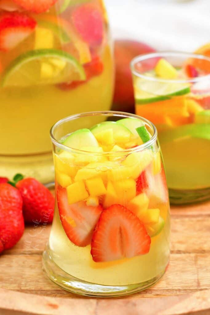 Pool party with sangria pitcher, fruit cocktails and refreshments