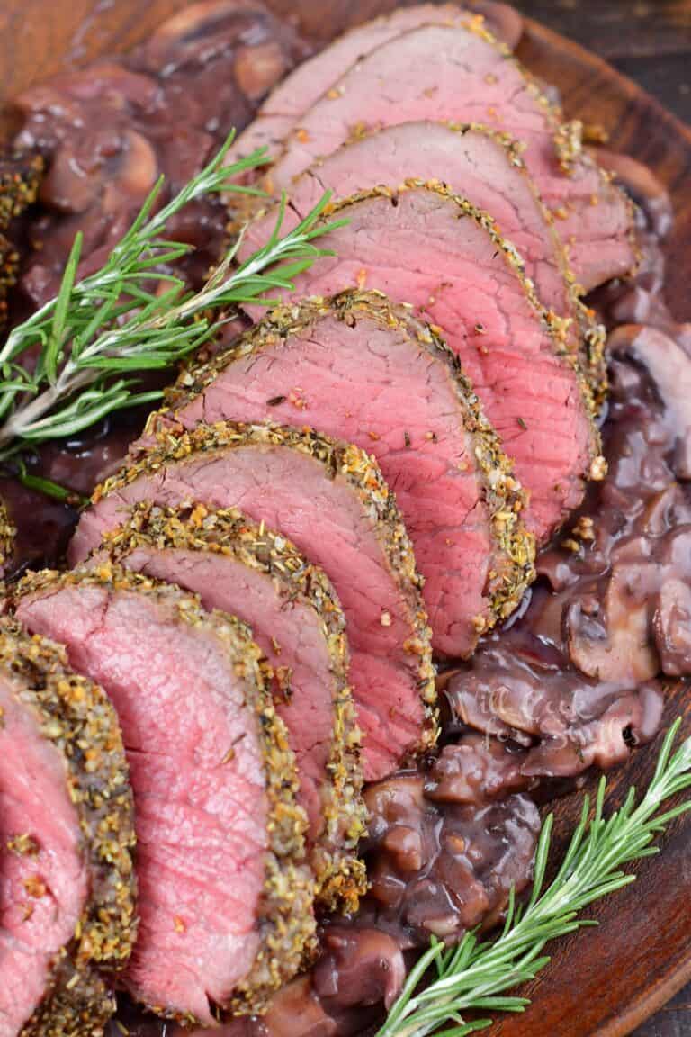 Beef Tenderloin with Mushroom Red Wine Sauce