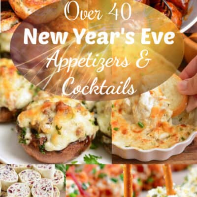 collage of several images for new year's eve appetizers