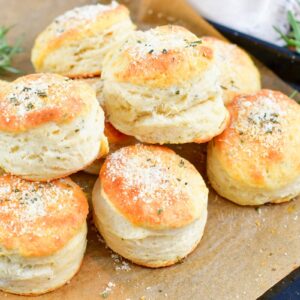 Garlic Butter Parmesan Herb Biscuits - Will Cook For Smiles