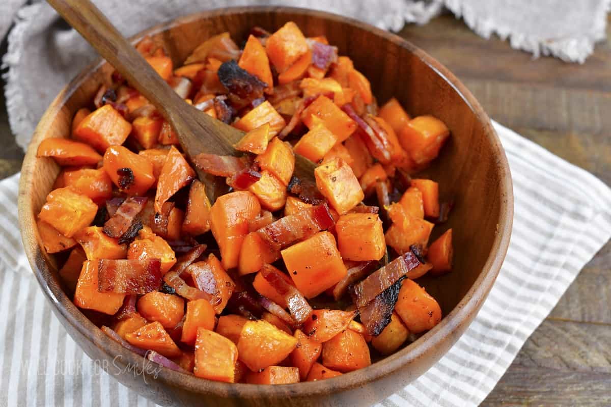 Roasted Sweet Potatoes with Bacon - Will Cook For Smiles