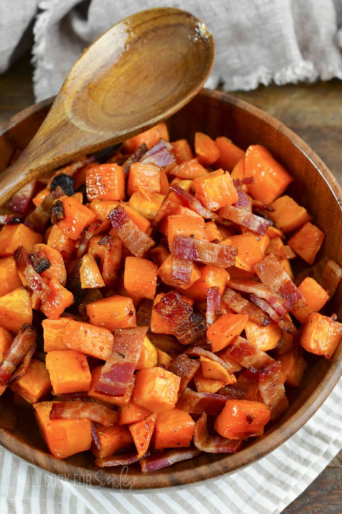Roasted Sweet Potatoes with Bacon - Will Cook For Smiles